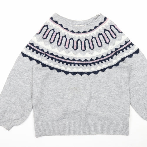 George Womens Grey Scoop Neck Acrylic Pullover Jumper Size S