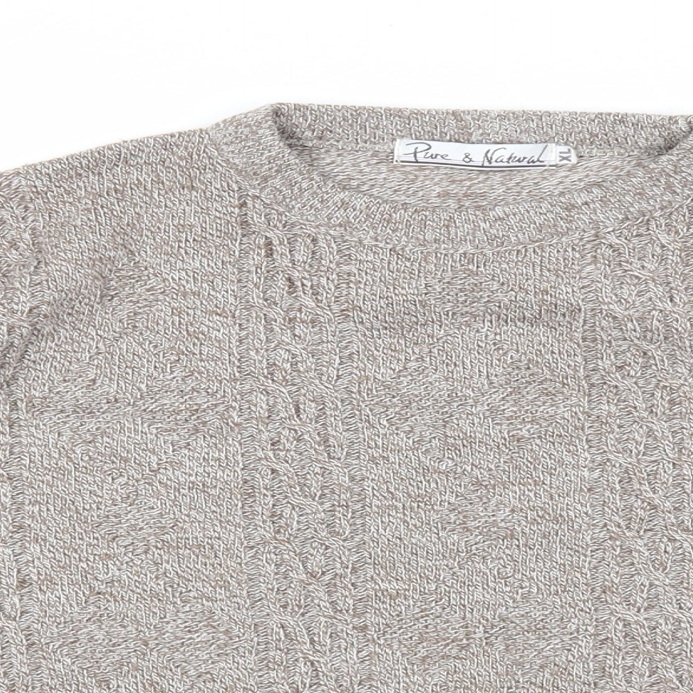 Pure & Natural Womens Brown Round Neck Acrylic Pullover Jumper Size XL