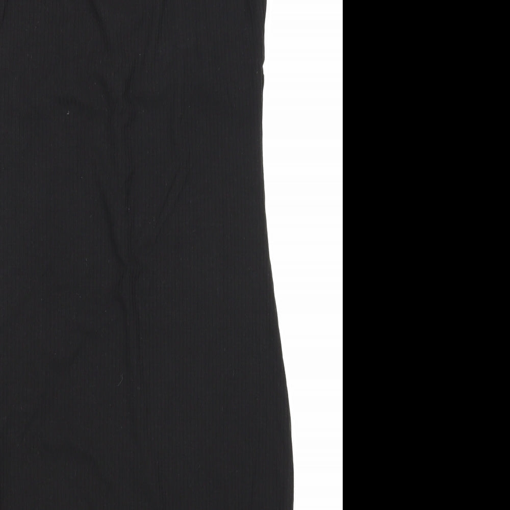 SheIn Womens Black Herringbone Polyester Slip Dress Size M V-Neck Pullover - Lace Trim