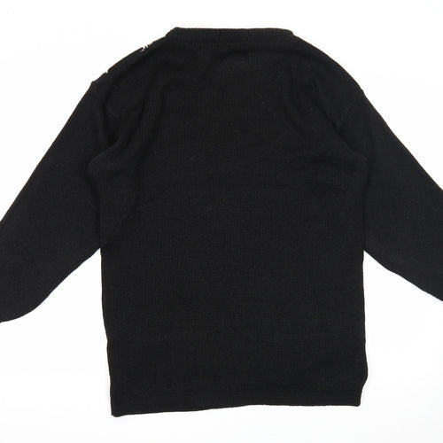 Grewal Womens Black Round Neck Acrylic Pullover Jumper Size 14 - Cats