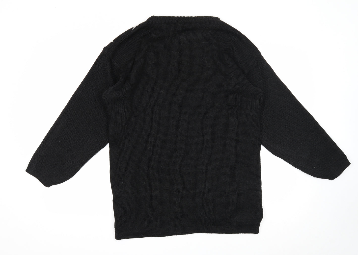 Grewal Womens Black Round Neck Acrylic Pullover Jumper Size 14 - Cats