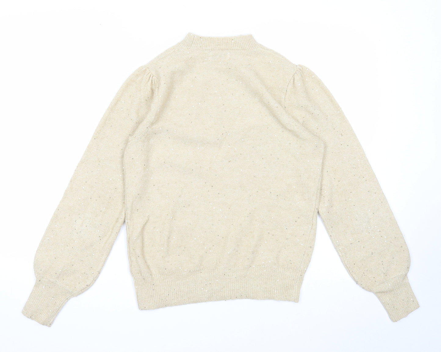 Papaya Womens Beige Mock Neck Acrylic Pullover Jumper Size S