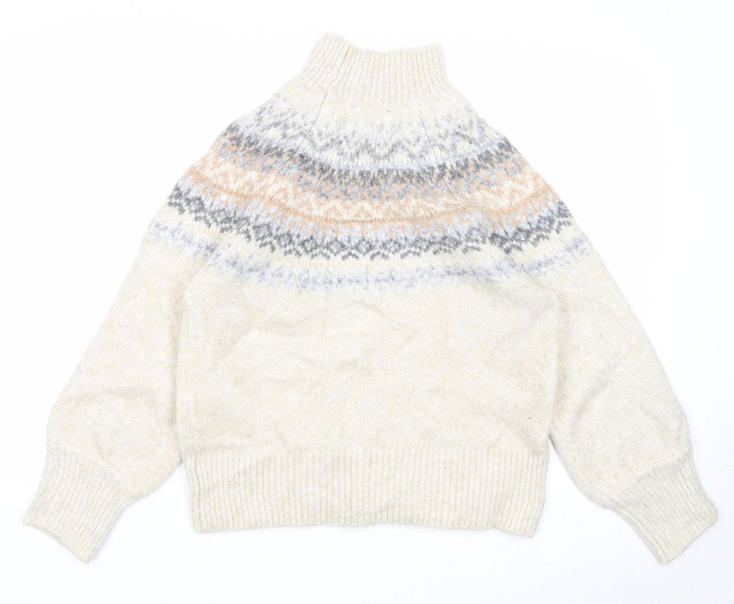 Marks and Spencer Womens Beige High Neck Acrylic Pullover Jumper Size M