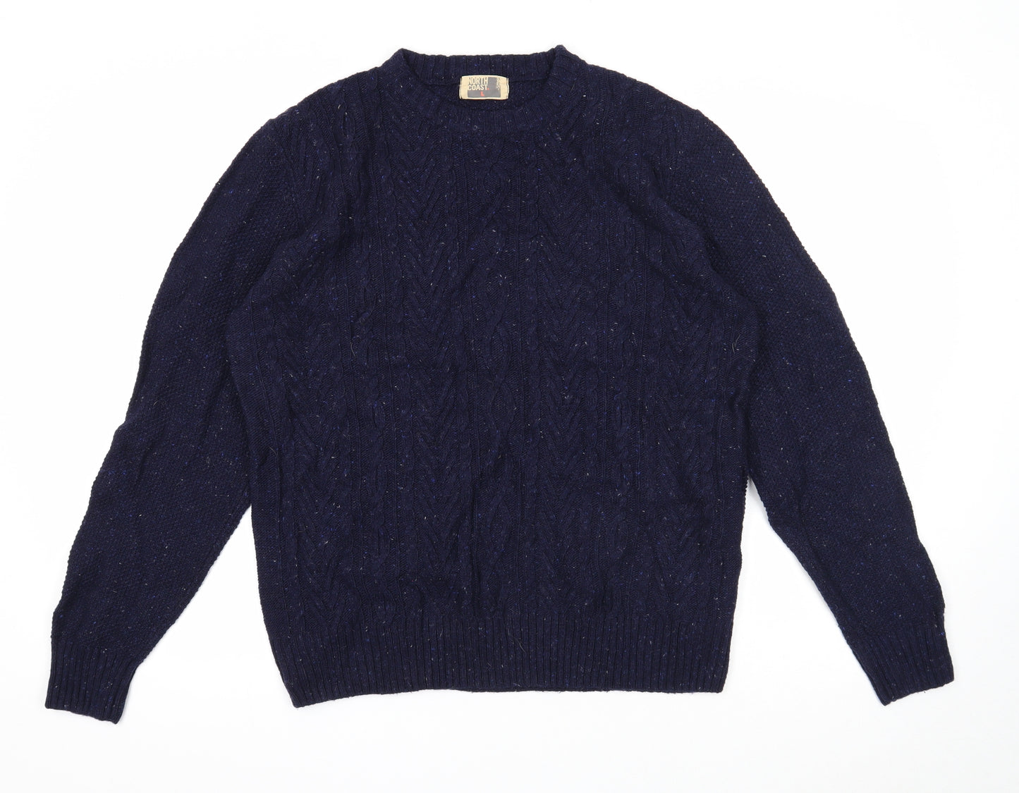 Marks and Spencer Mens Blue Round Neck Acrylic Pullover Jumper Size L
