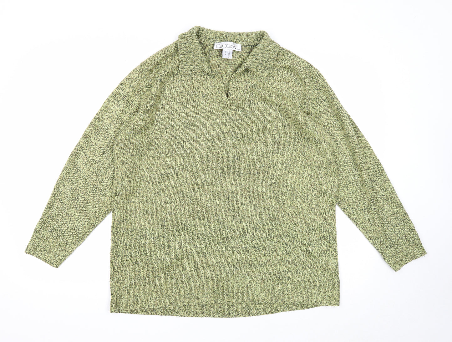 Collection L Womens Green Collared Acrylic Pullover Jumper Size 16