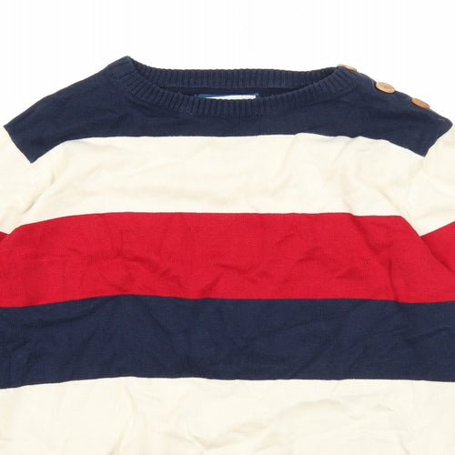 Crosshatch Mens Multicoloured Round Neck Striped Cotton Pullover Jumper Size M