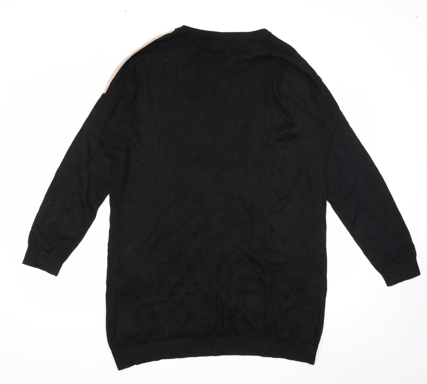 Wallis Womens Black Colourblock Acrylic Jumper Dress Size L Boat Neck Pullover