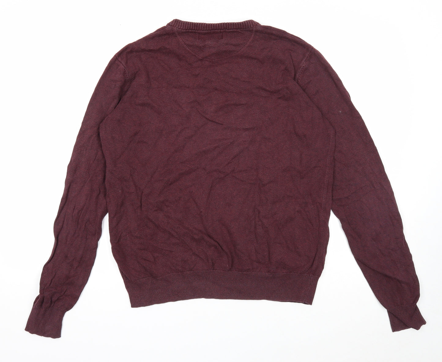 Racing Green Mens Purple Round Neck Cotton Pullover Jumper Size L