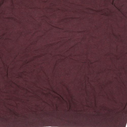 Racing Green Mens Purple Round Neck Cotton Pullover Jumper Size L
