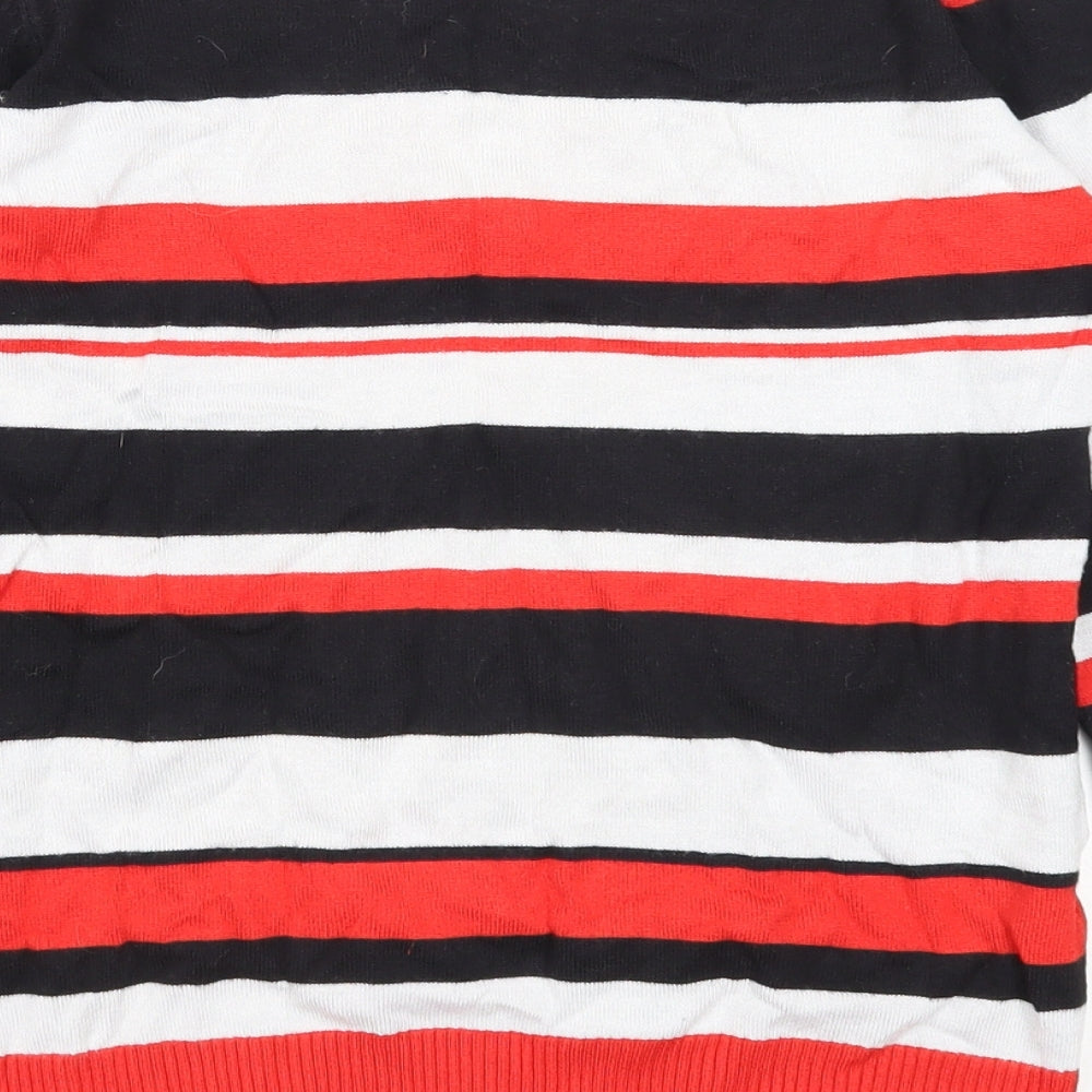 Papaya Womens Multicoloured V-Neck Striped Acrylic Pullover Jumper Size 10