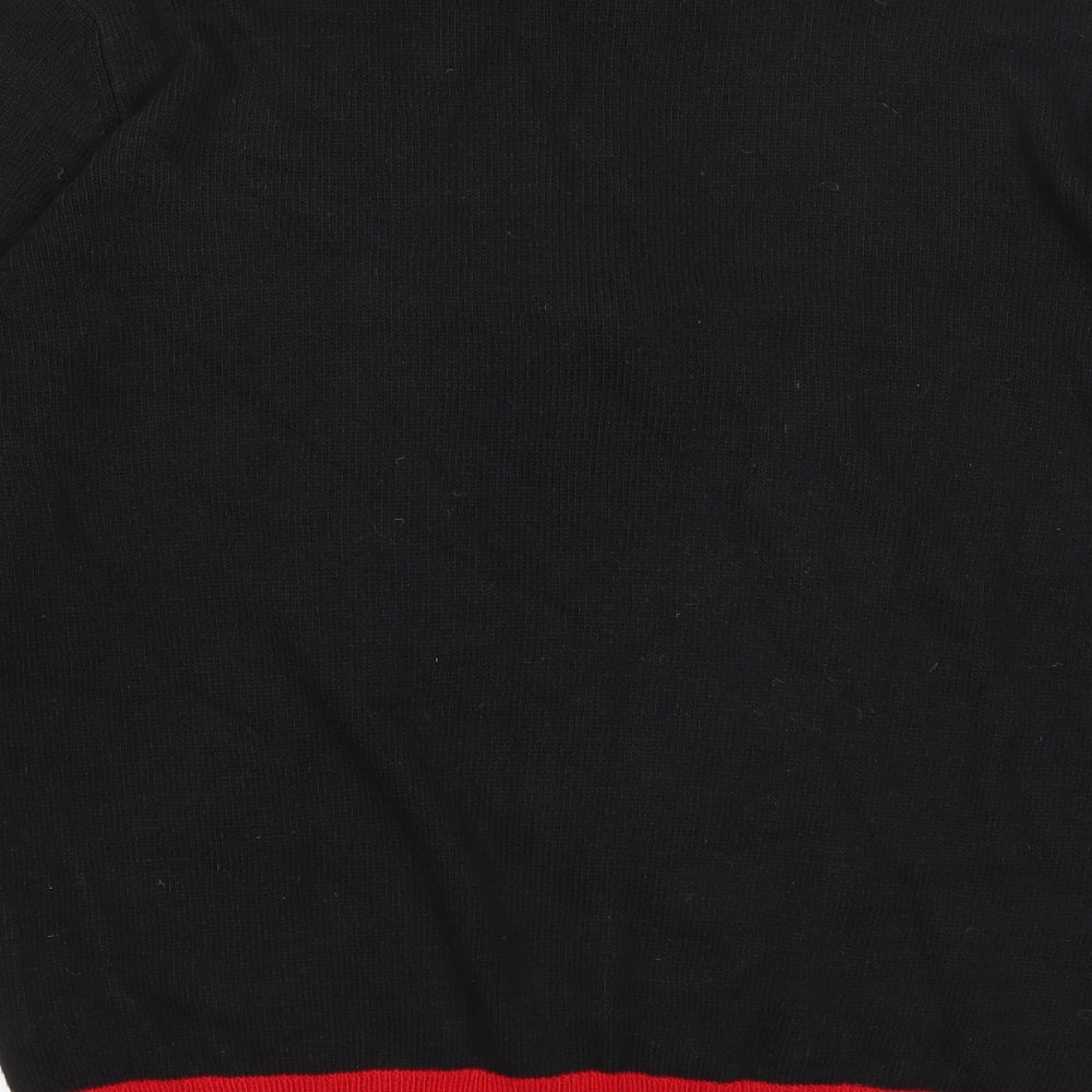 Marks and Spencer Mens Black Round Neck Geometric Acrylic Pullover Jumper Size L - Father Christmas Rudolph