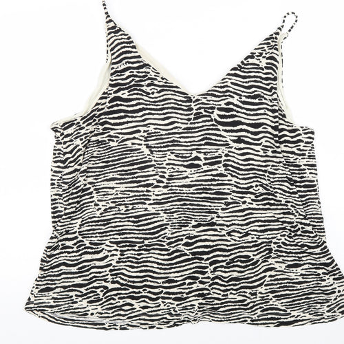 H&M Womens Beige Geometric Viscose Camisole Blouse Size XL V-Neck