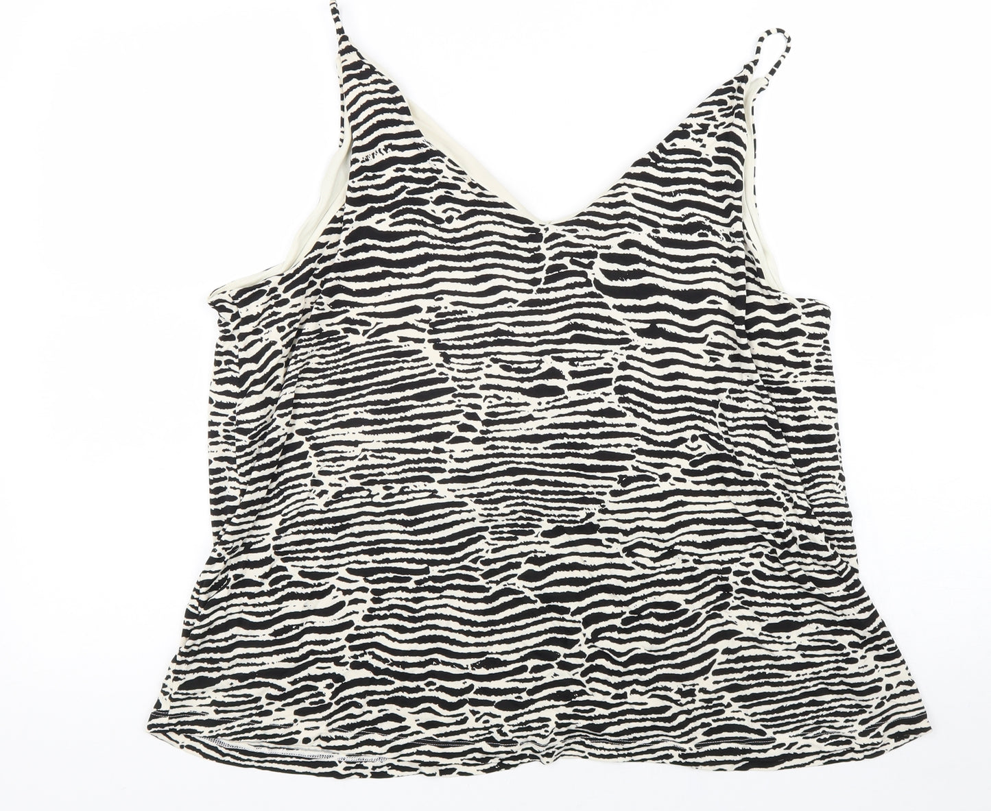H&M Womens Beige Geometric Viscose Camisole Blouse Size XL V-Neck