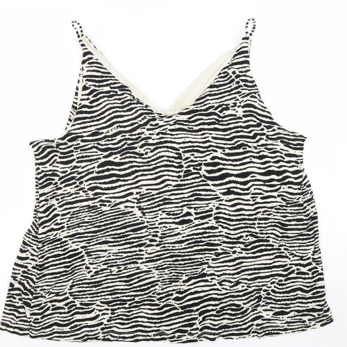 H&M Womens Beige Geometric Viscose Camisole Blouse Size XL V-Neck
