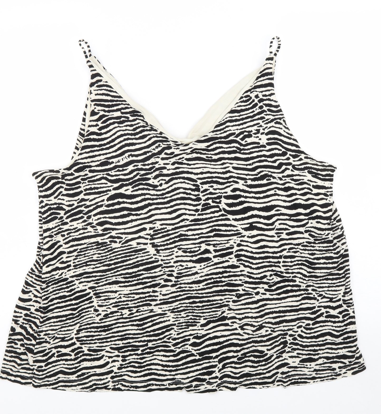 H&M Womens Beige Geometric Viscose Camisole Blouse Size XL V-Neck