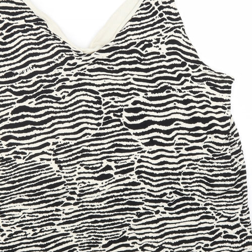 H&M Womens Beige Geometric Viscose Camisole Blouse Size XL V-Neck