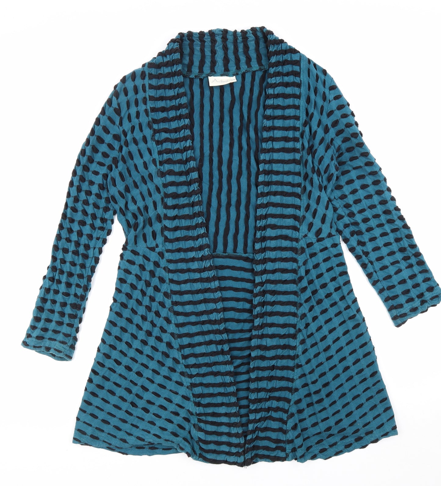 Adini Womens Blue V-Neck Geometric Cotton Cardigan Jumper Size S