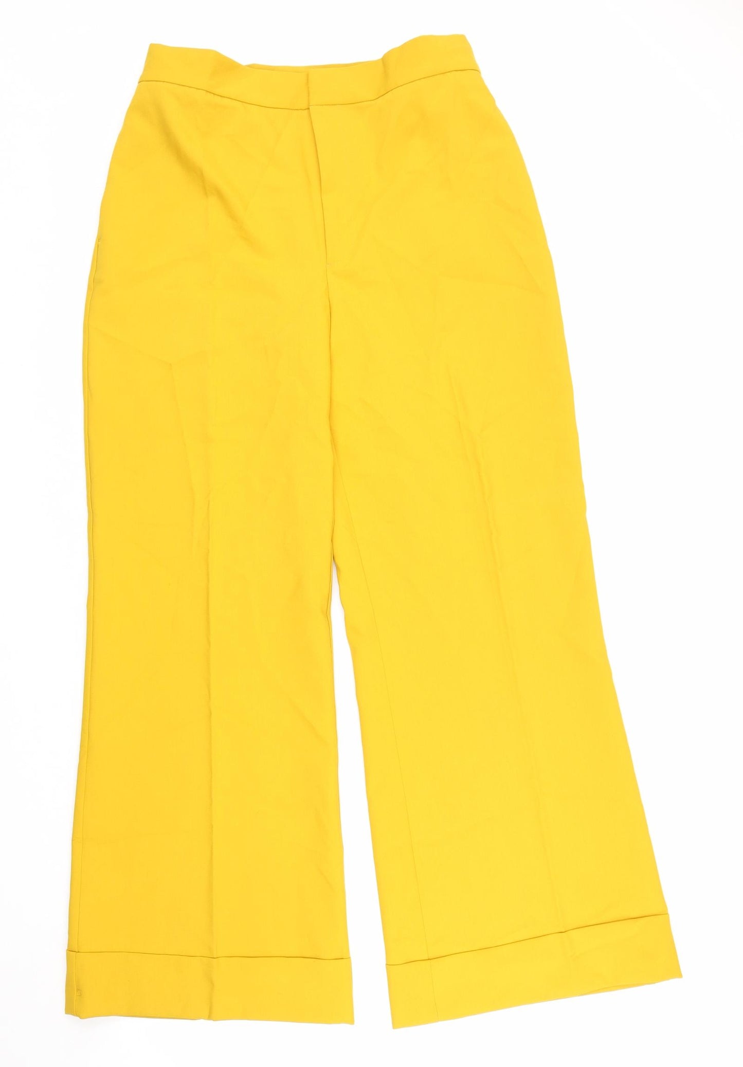 Zara Womens Yellow Polyester Trousers Size L L29 in Regular Zip