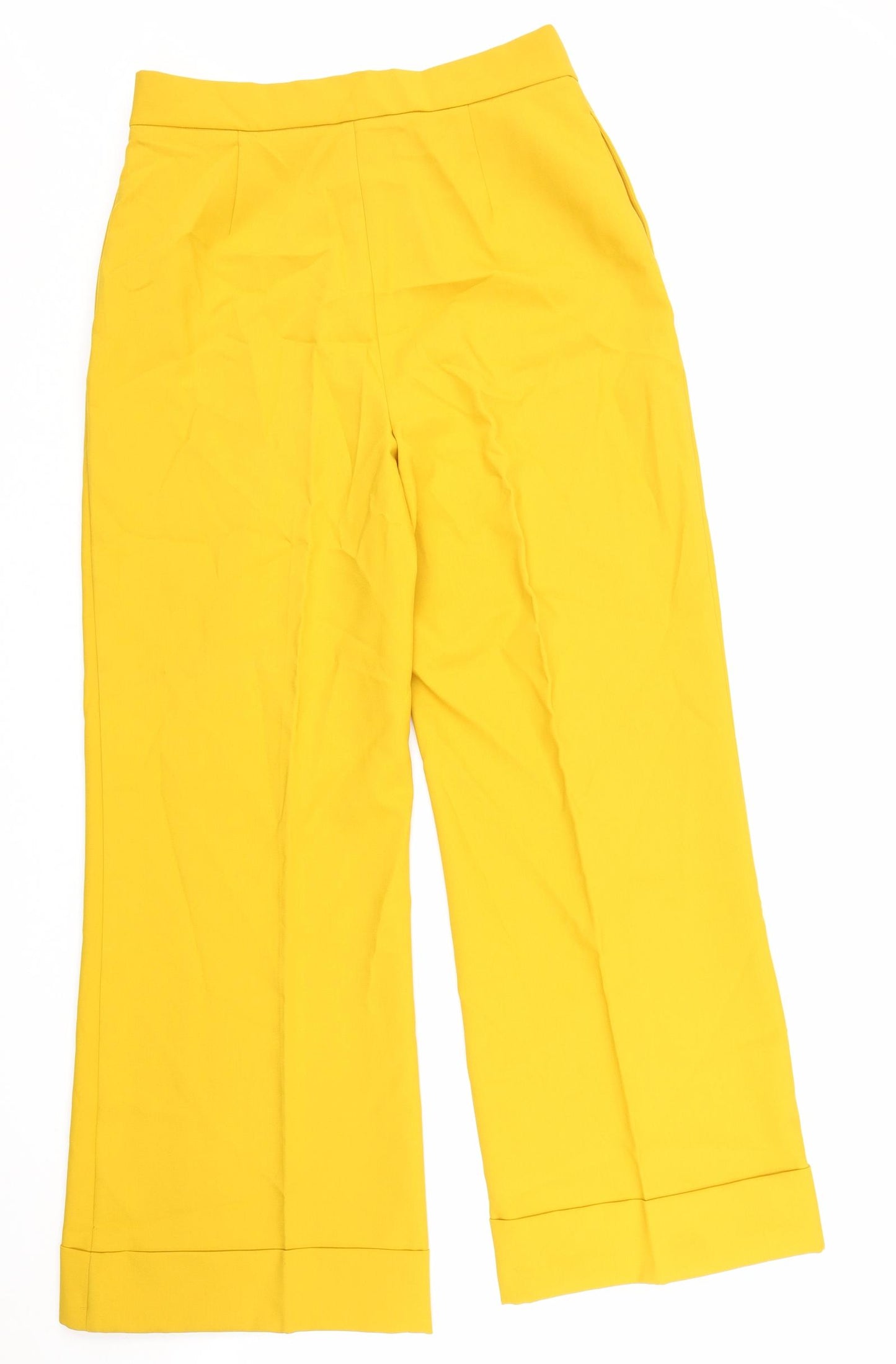 Zara Womens Yellow Polyester Trousers Size L L29 in Regular Zip