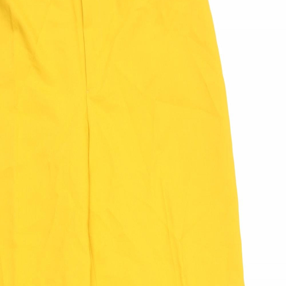 Zara Womens Yellow Polyester Trousers Size L L29 in Regular Zip