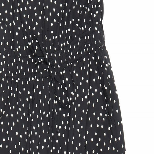 Soaked in Luxury Womens Black Polka Dot Polyester Jumpsuit One-Piece Size S L24 in Pullover