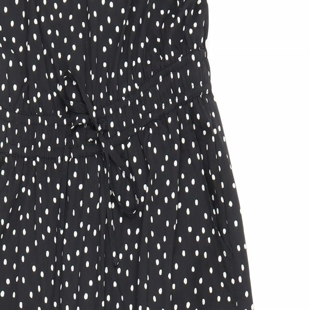 Soaked in Luxury Womens Black Polka Dot Polyester Jumpsuit One-Piece Size S L24 in Pullover