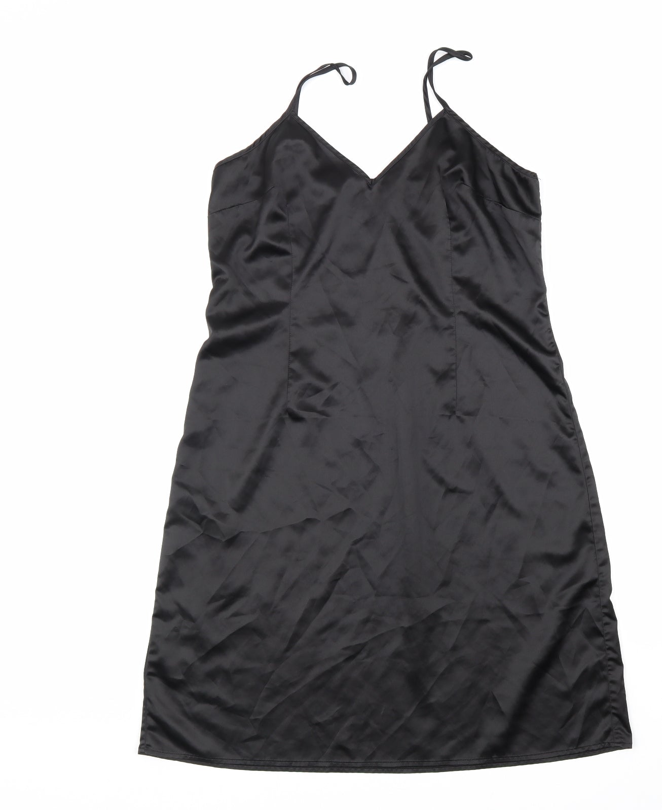 NEXT Womens Black Viscose Slip Dress Size 12 V-Neck Pullover