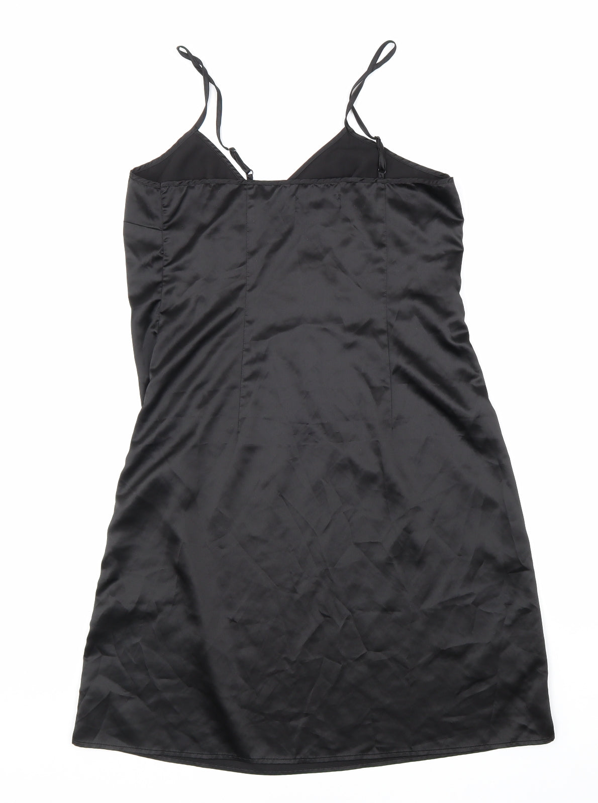 NEXT Womens Black Viscose Slip Dress Size 12 V-Neck Pullover