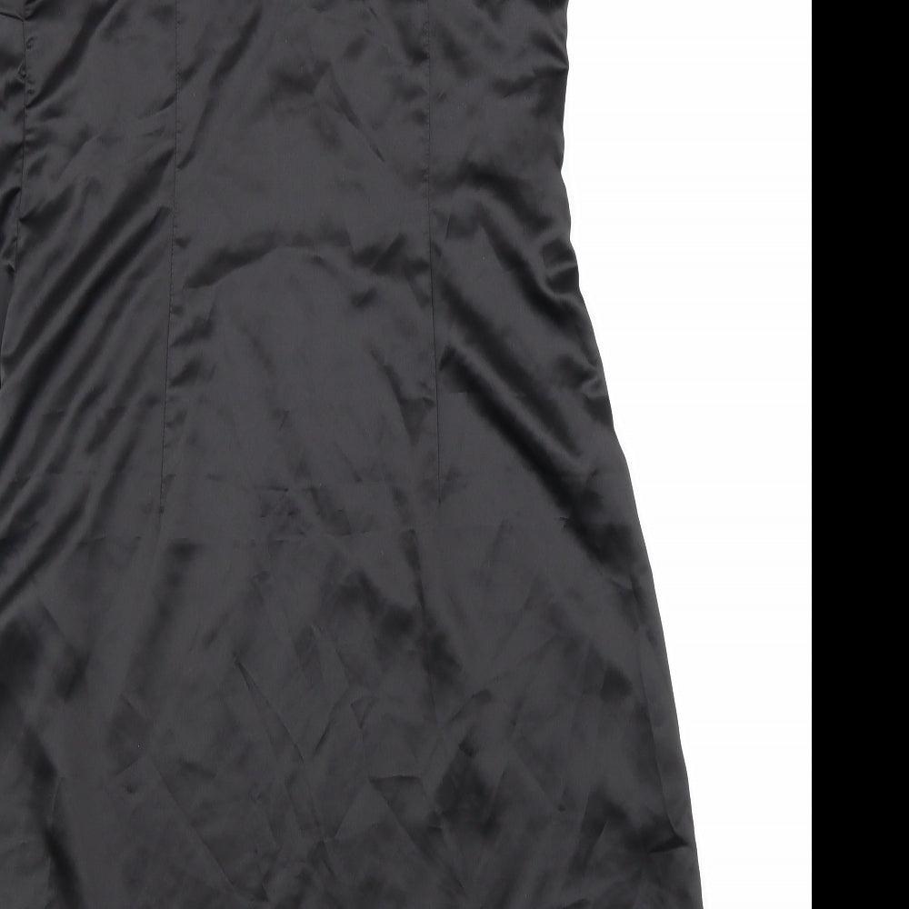 NEXT Womens Black Viscose Slip Dress Size 12 V-Neck Pullover