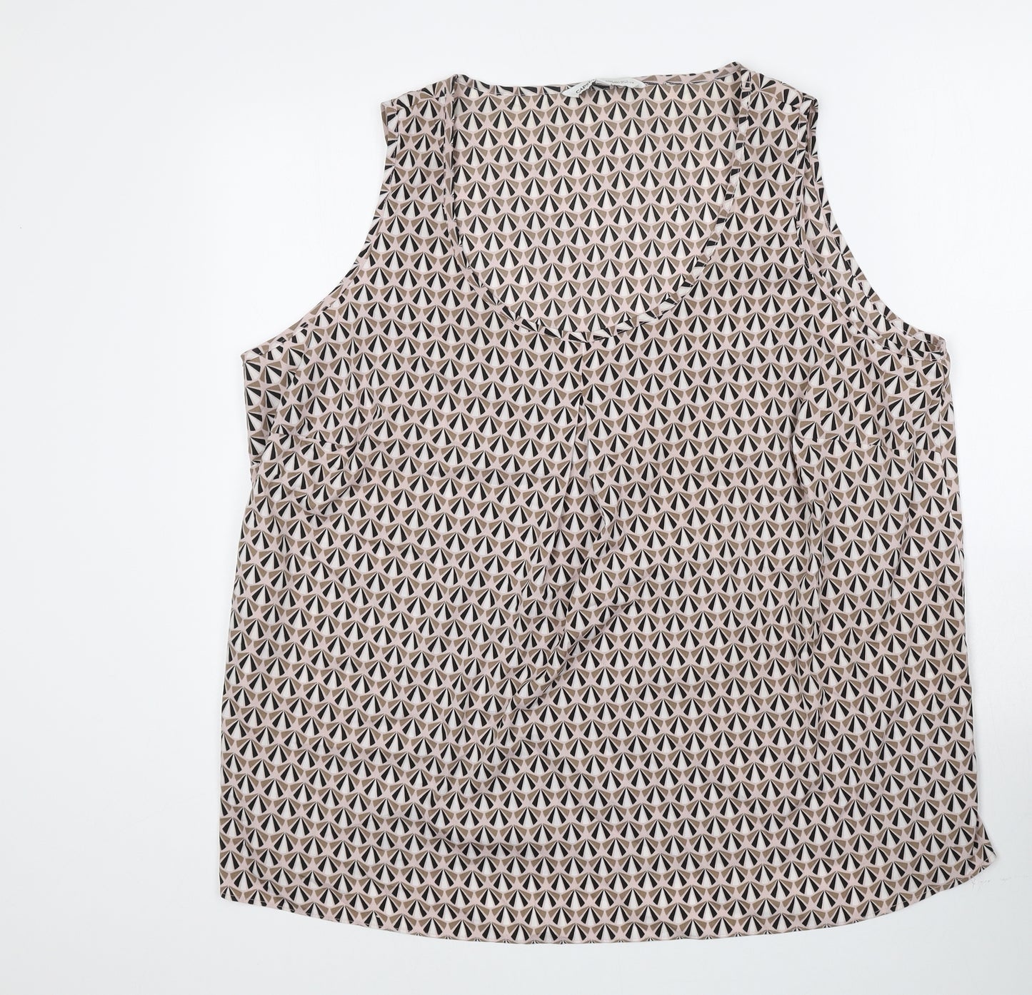 Capsule Womens Pink Geometric Polyester Basic Tank Size 22 Scoop Neck