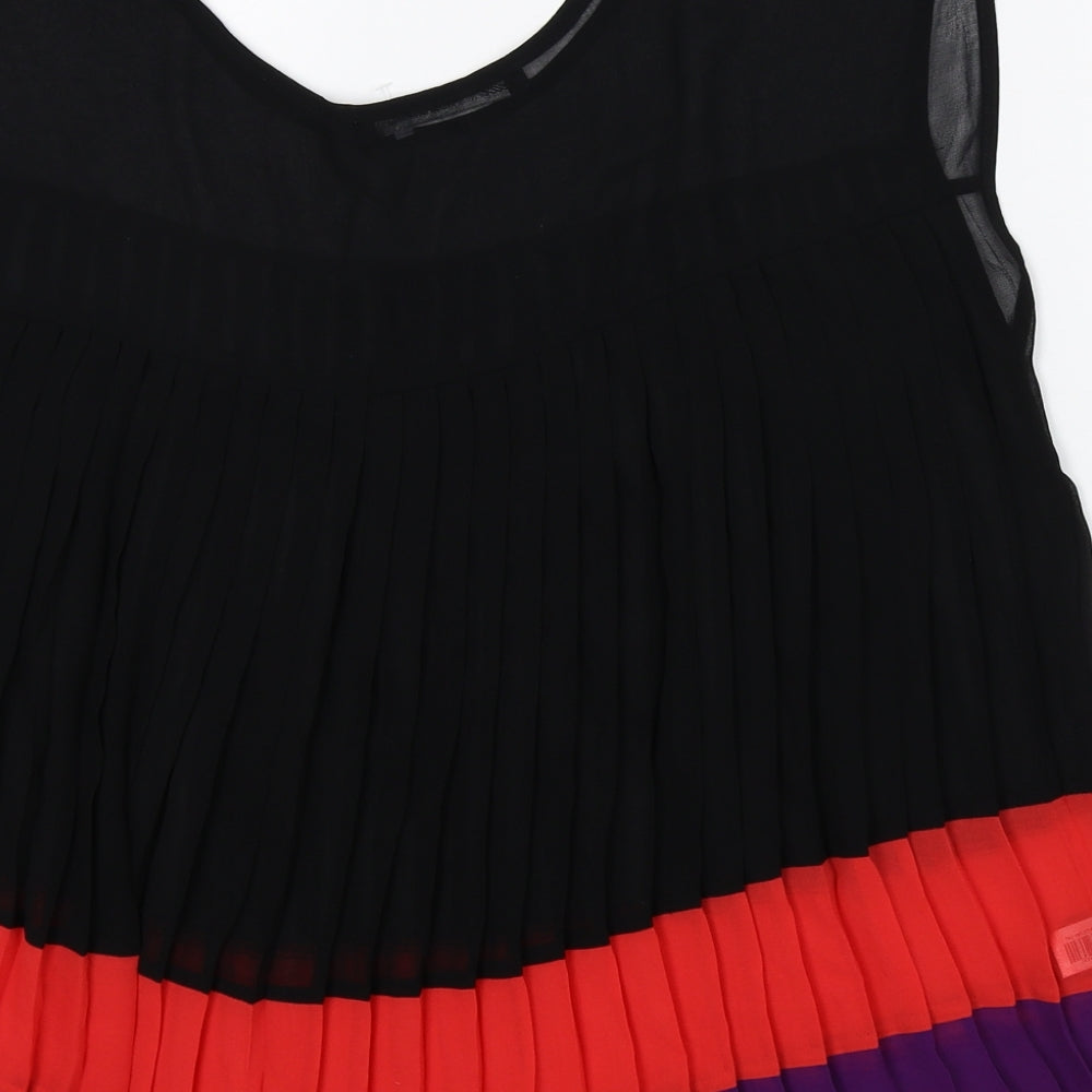 NEXT Womens Black Polyester Basic Blouse Size 12 Round Neck
