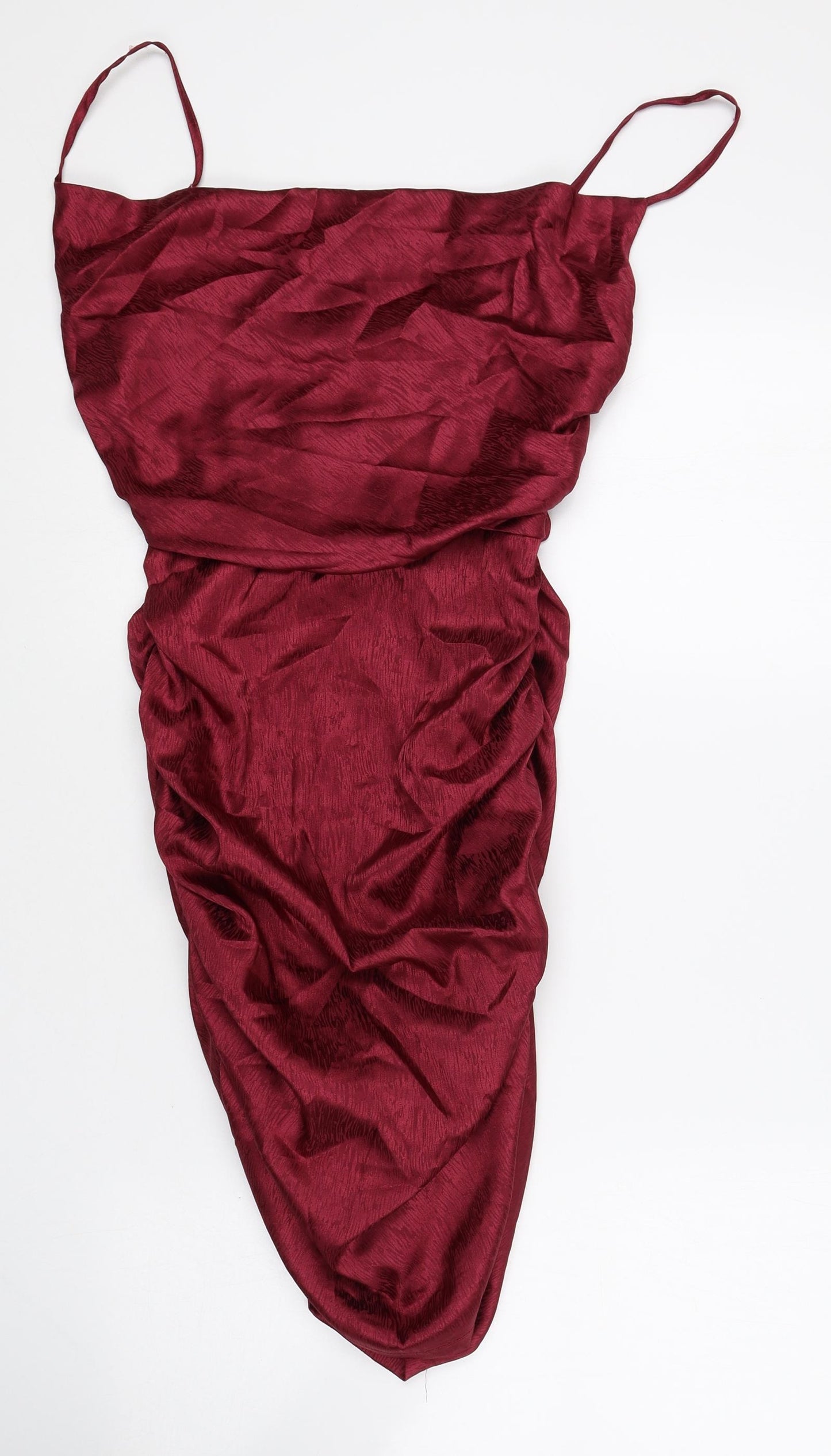 Nasty Gal Womens Red Polyester Sheath Size 4 Cowl Neck Zip