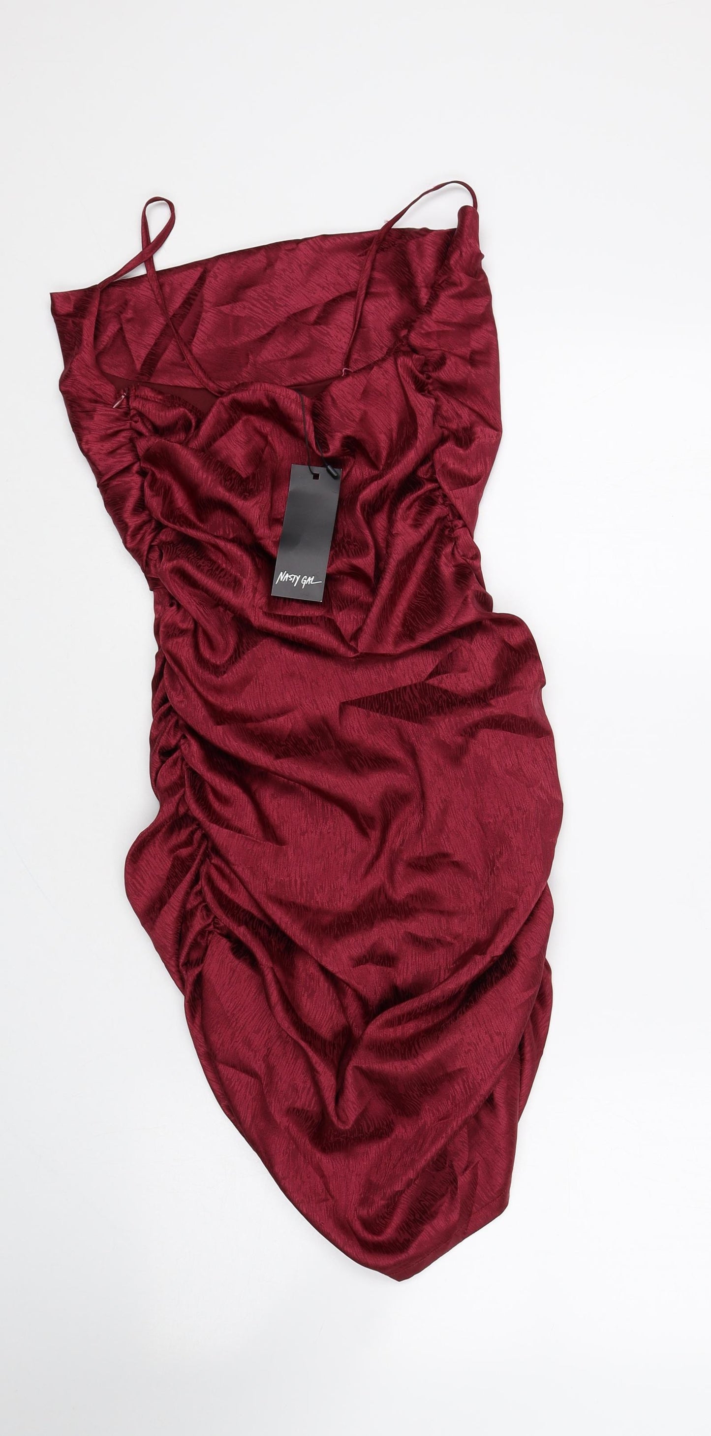 Nasty Gal Womens Red Polyester Sheath Size 4 Cowl Neck Zip