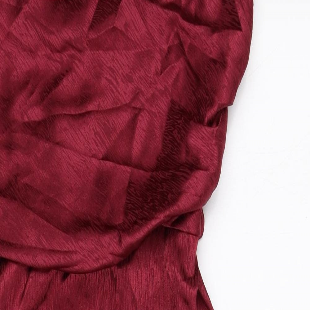 Nasty Gal Womens Red Polyester Sheath Size 4 Cowl Neck Zip