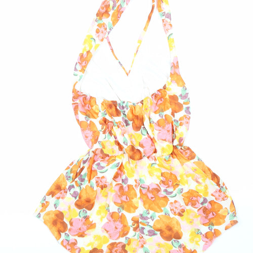 Love Womens Orange Floral 100% Polyester Playsuit One-Piece Size XS Pullover