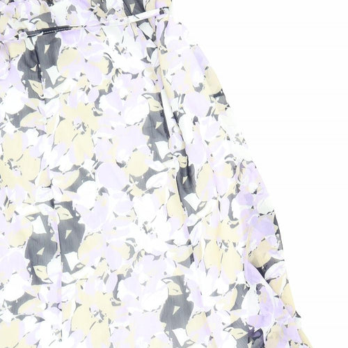 Forever Womens Purple Geometric Polyester A-Line Skirt Size XL Drawstring