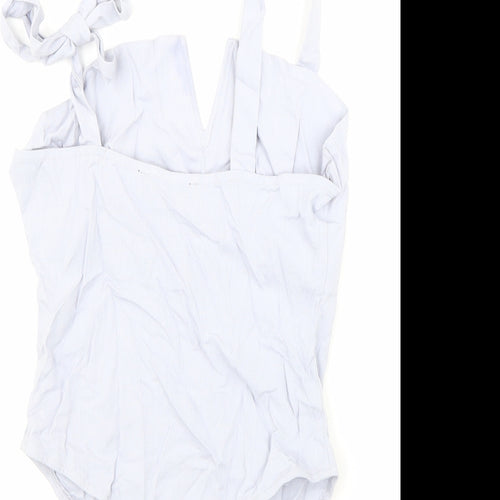 4SI3NNAI Womens Blue Viscose Blend Bodysuit One-Piece Size S Snap