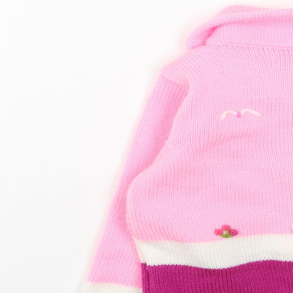 Cosy Girls Pink Collared Acrylic Cardigan Jumper Size 4 Years Button