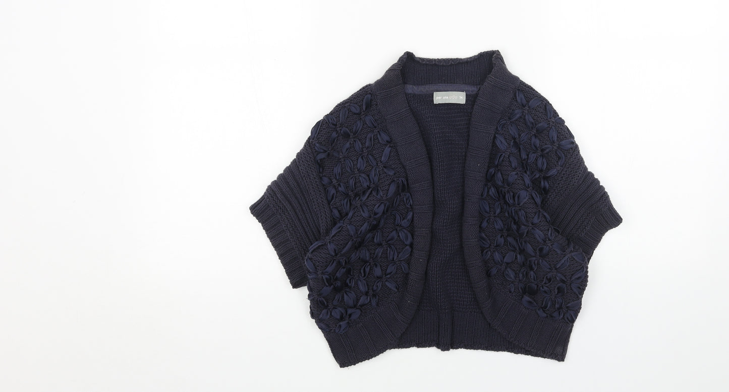 Per Una Womens Blue V-Neck Acrylic Cardigan Jumper Size 14