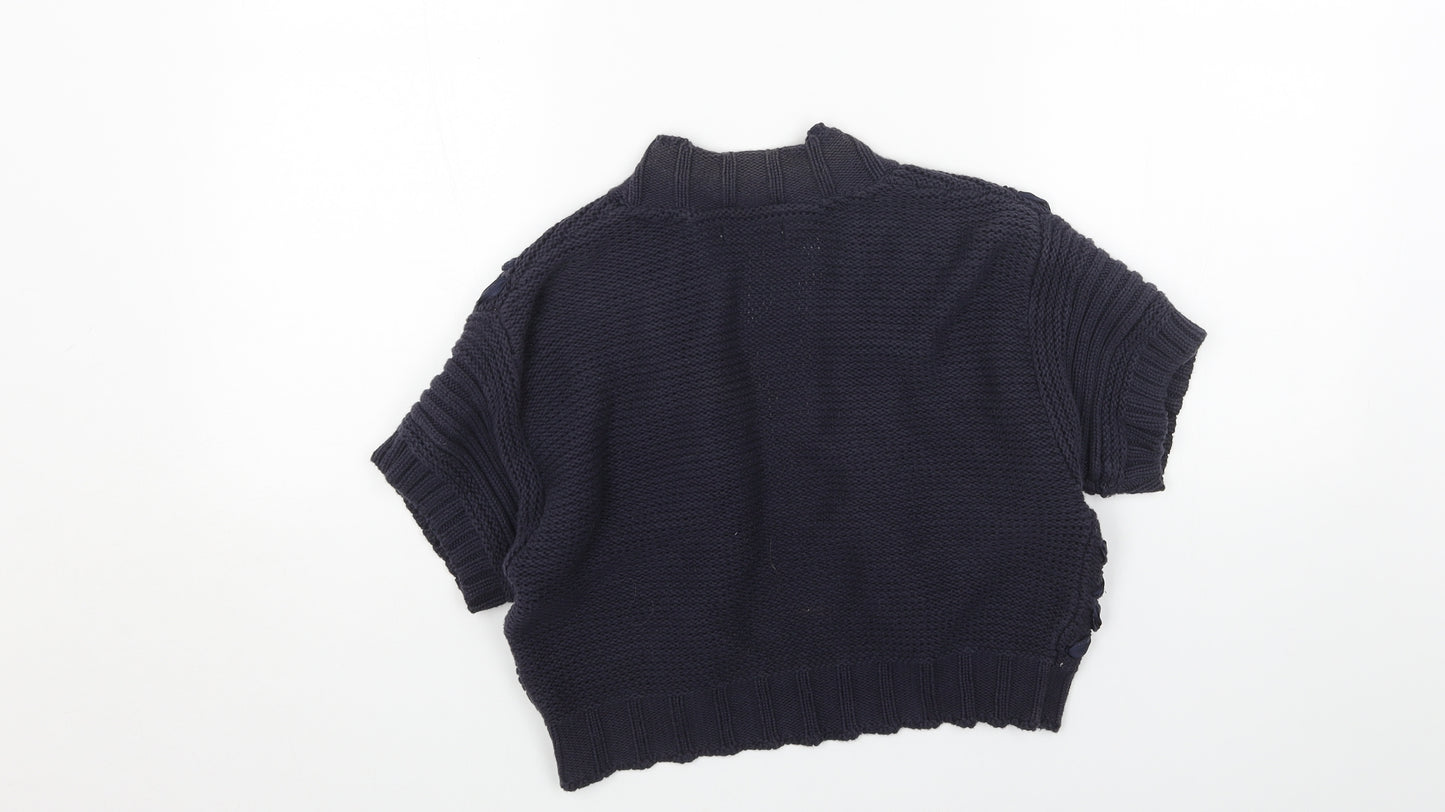 Per Una Womens Blue V-Neck Acrylic Cardigan Jumper Size 14