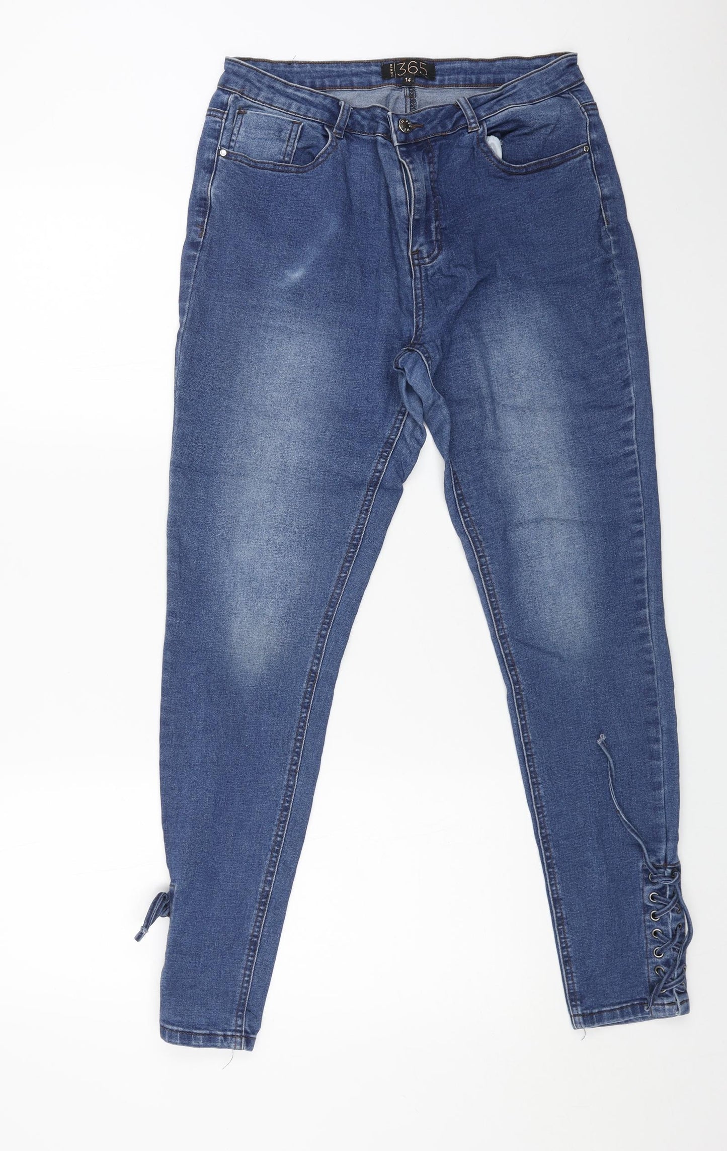 Denim 365 Womens Blue Cotton Skinny Jeans Size 14 L27 in Regular Button