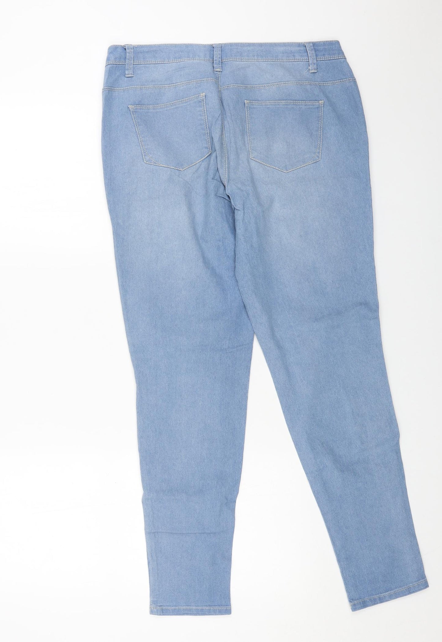 Primark Womens Blue Cotton Skinny Jeans Size 14 L28 in Regular Button