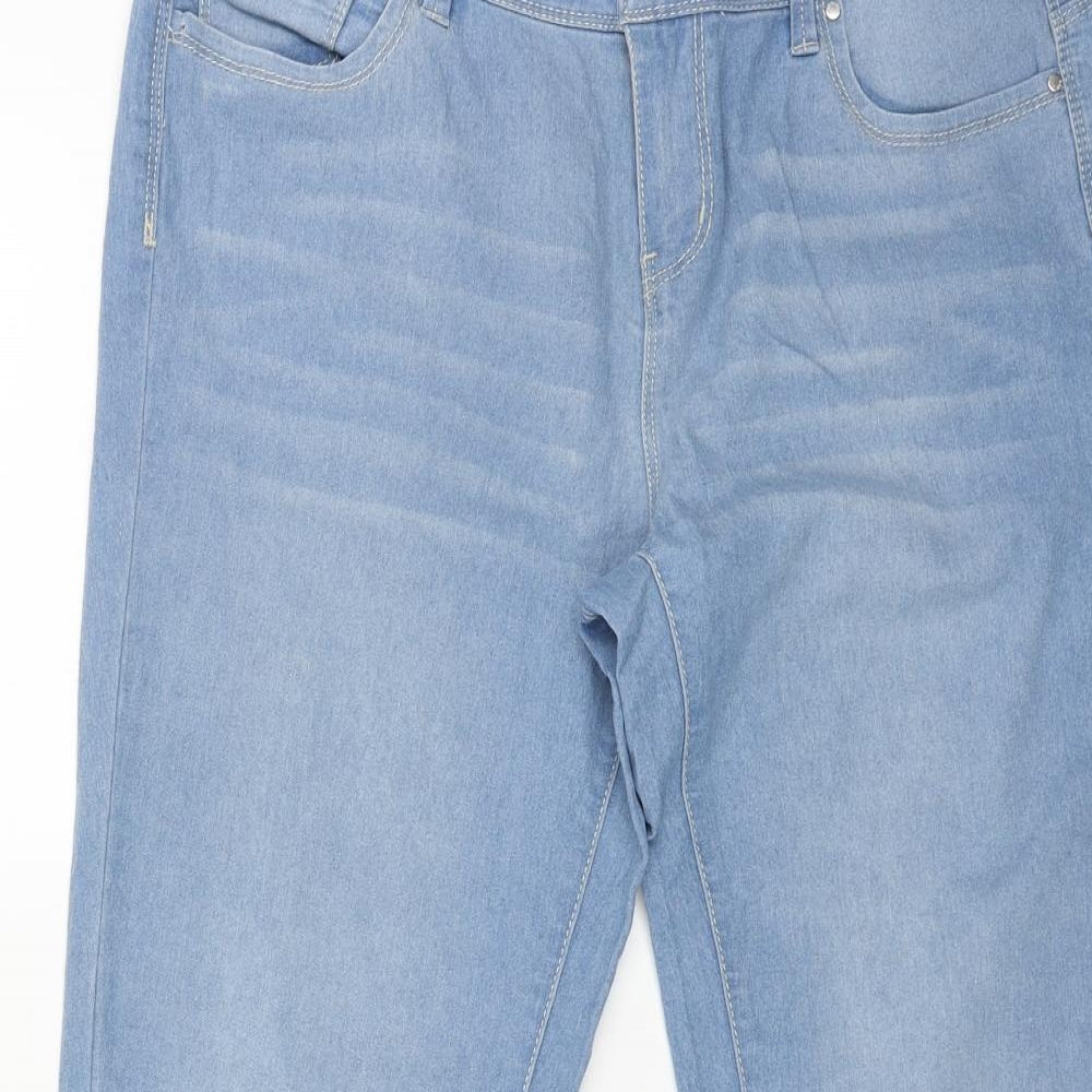 Primark Womens Blue Cotton Skinny Jeans Size 14 L28 in Regular Button