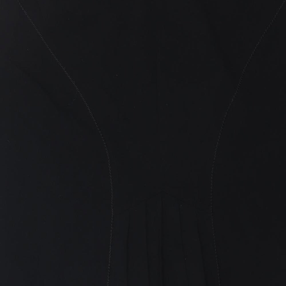 Marks and Spencer Womens Black Polyester Mini Skirt Size 18 Zip