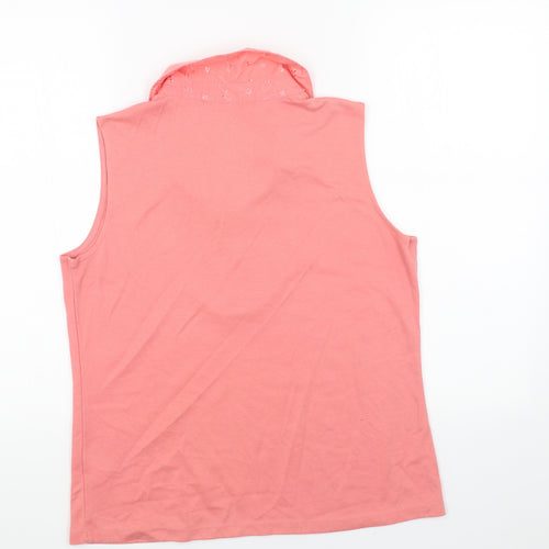 BM Womens Pink Cotton Basic Tank Size M Collared