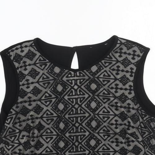 Preworn Womens Black Polyester Basic Tank Size 14 Round Neck