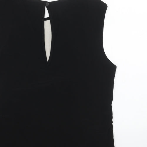 Preworn Womens Black Polyester Basic Tank Size 14 Round Neck