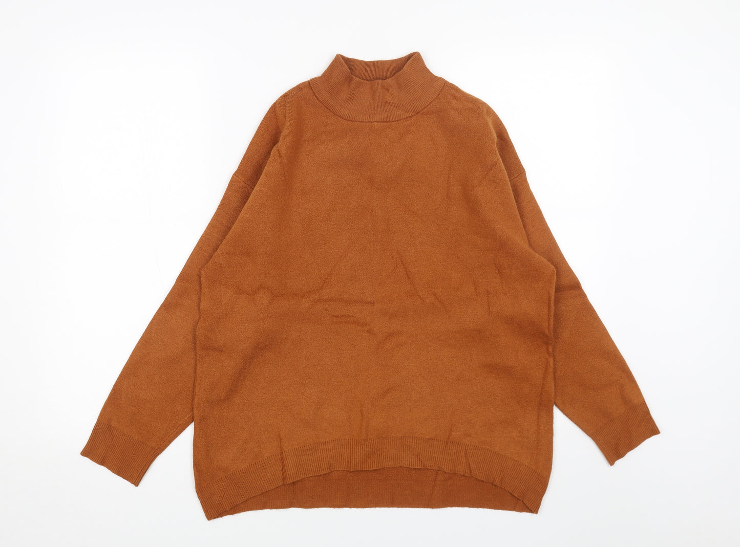 Primark Womens Orange High Neck Acrylic Pullover Jumper Size M