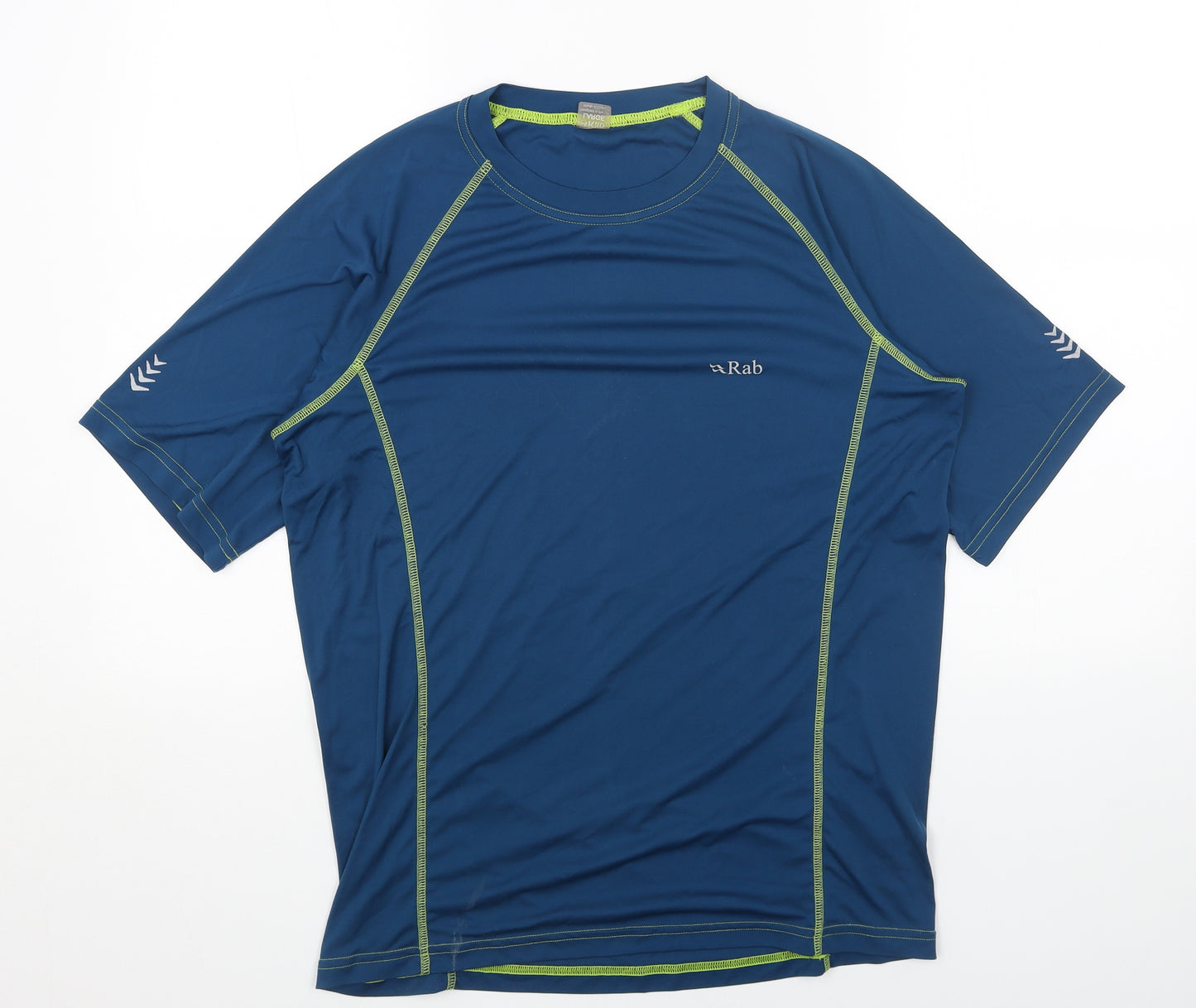 RAB Mens Blue Polyester T-Shirt Size L Round Neck