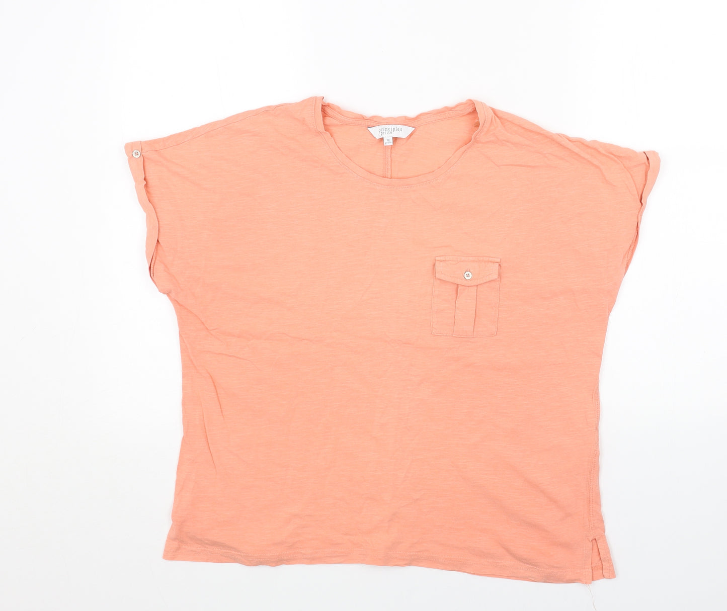 Principles Womens Pink Cotton Basic T-Shirt Size 14 Round Neck